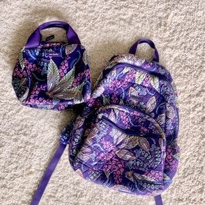 Vera Bradley Purple Backpack and Lunch Kit